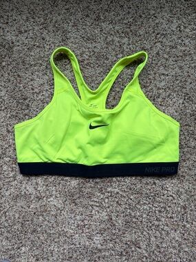 Nike Neon Yellow Racerback Sports Bra with Black Band